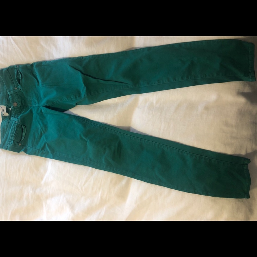 Paige green denim skinny jean